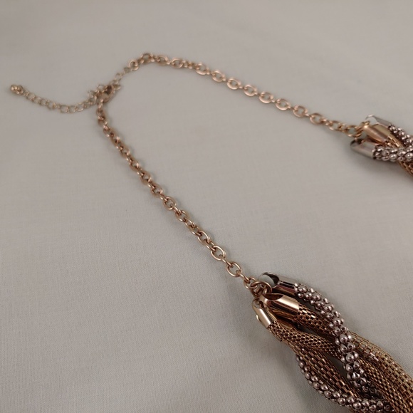 Gold and Silver Metal Braid Weave Necklace Weave Braided 5 Strands 24"-27" - Picture 7 of 7